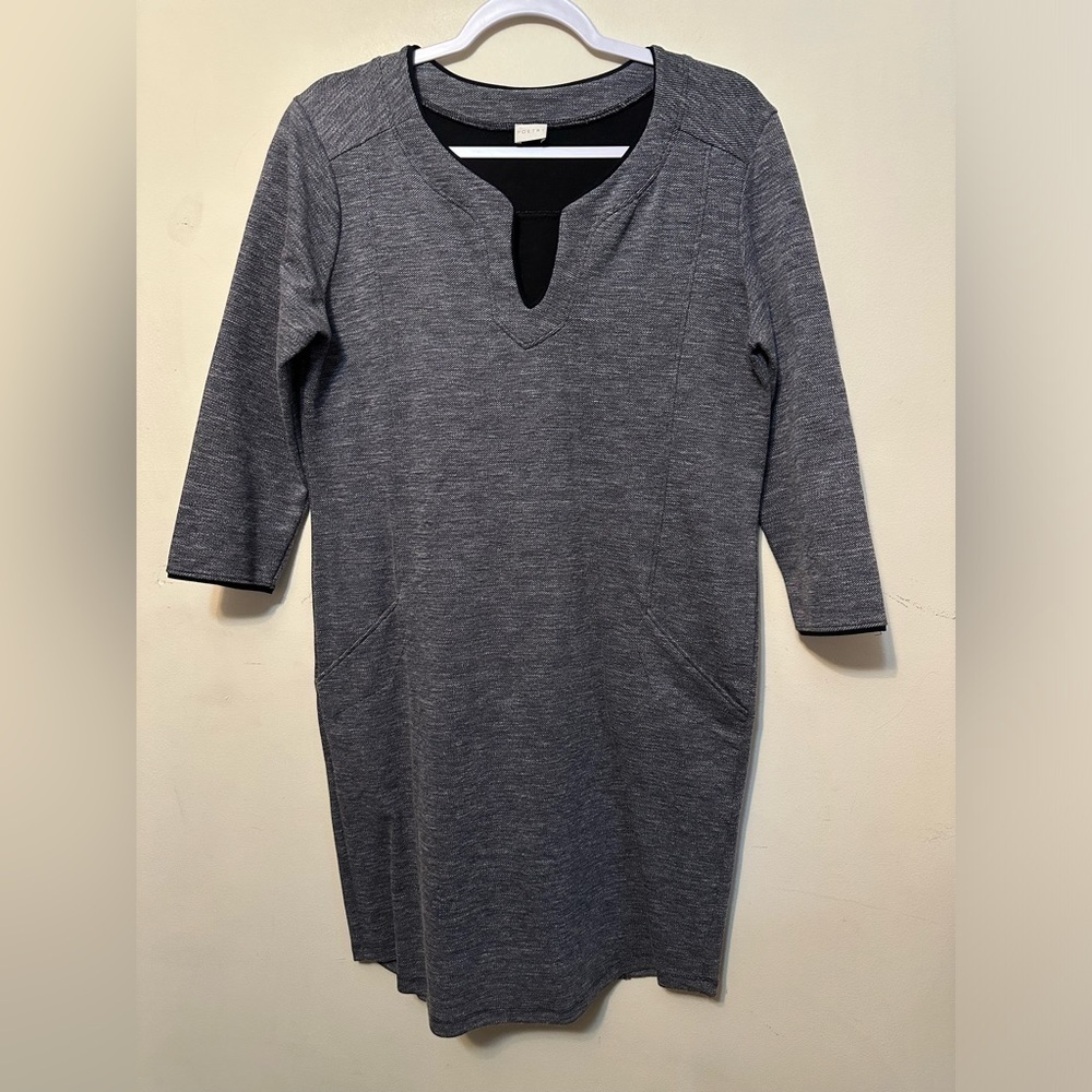 Poetry V Neck Knit Dress Size 8 In Gray